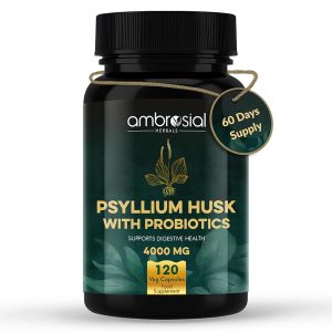 Ambrosial Psyllium Husk with Cultures 4000mg Capsules 120 – Plantago ovata