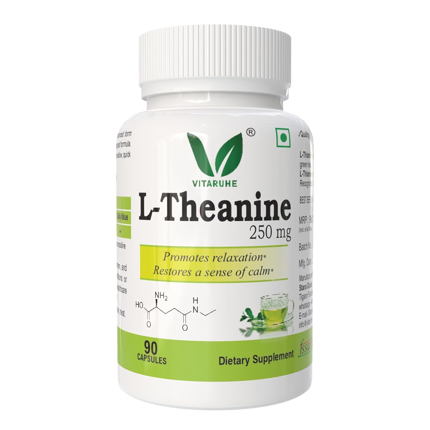 VITARUHE L-Theanine 250mg Capsules – Camellia sinensis