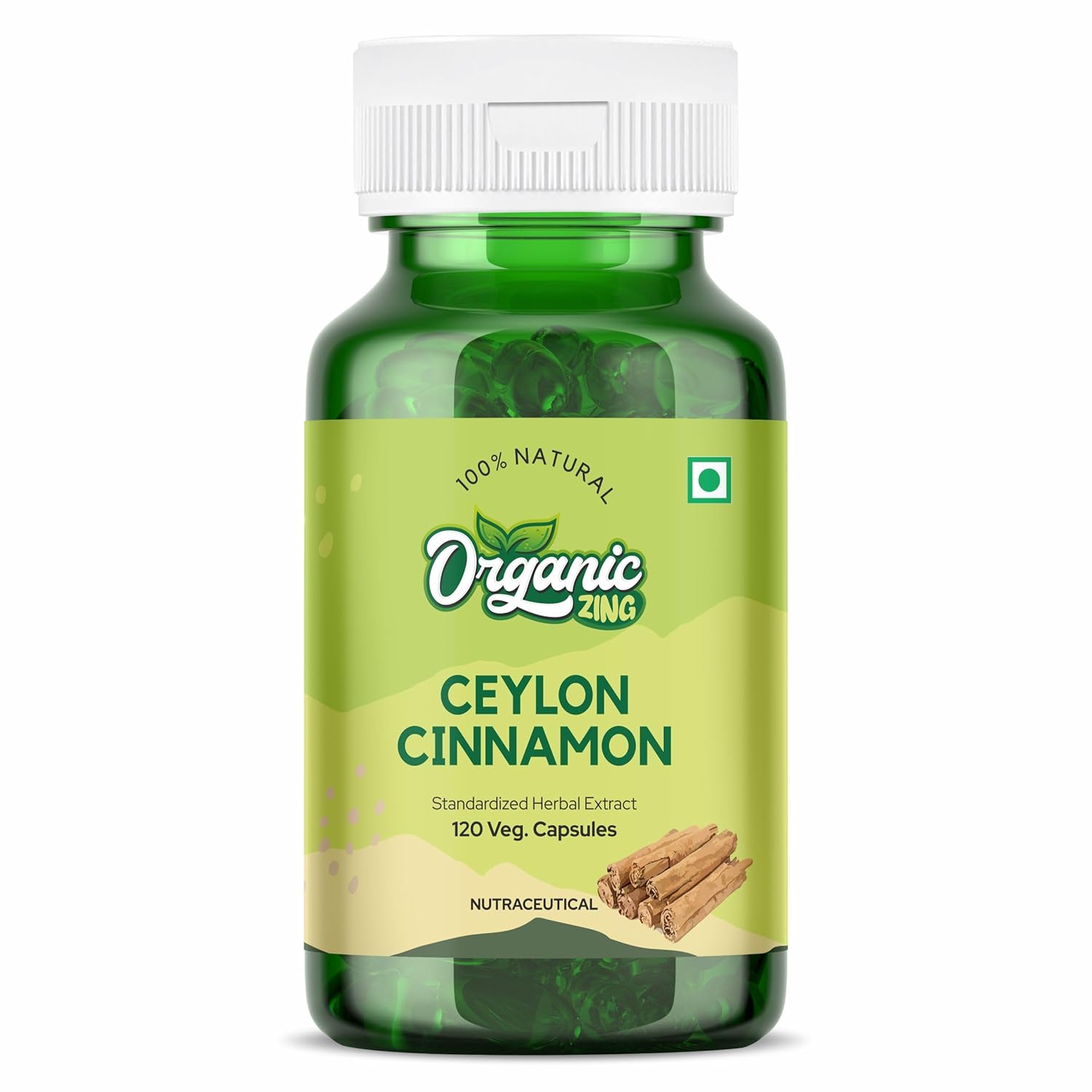 Organic Zing Ceylon Cinnamon 1200mg Capsules – Cinnamomum verum