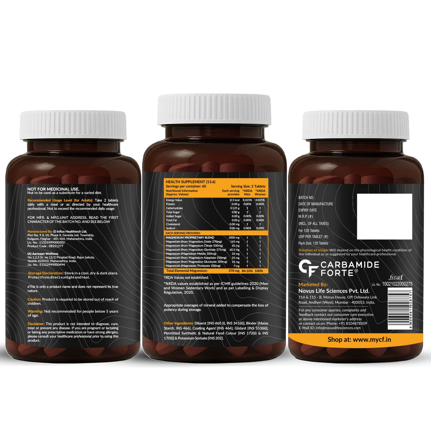 Carbamide Forte Magnesium Glycinate, Citrate & Complex Tablets – Vegetarian Mineral