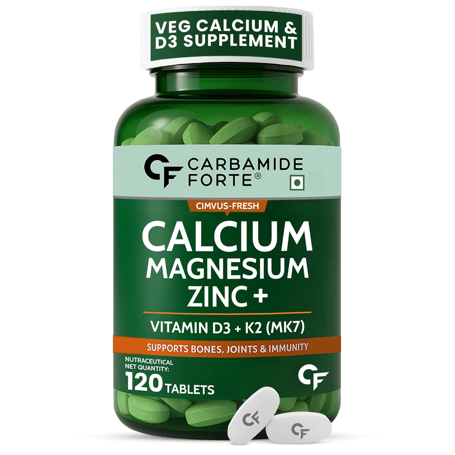 Carbamide Forte Calcium, Magnesium, Zinc + Vitamin D3 & K2 Tablets 120 – Vitamin Supplement