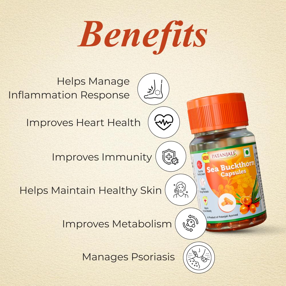Patanjali Sea Buckthorn Capsules – Hippophae rhamnoides