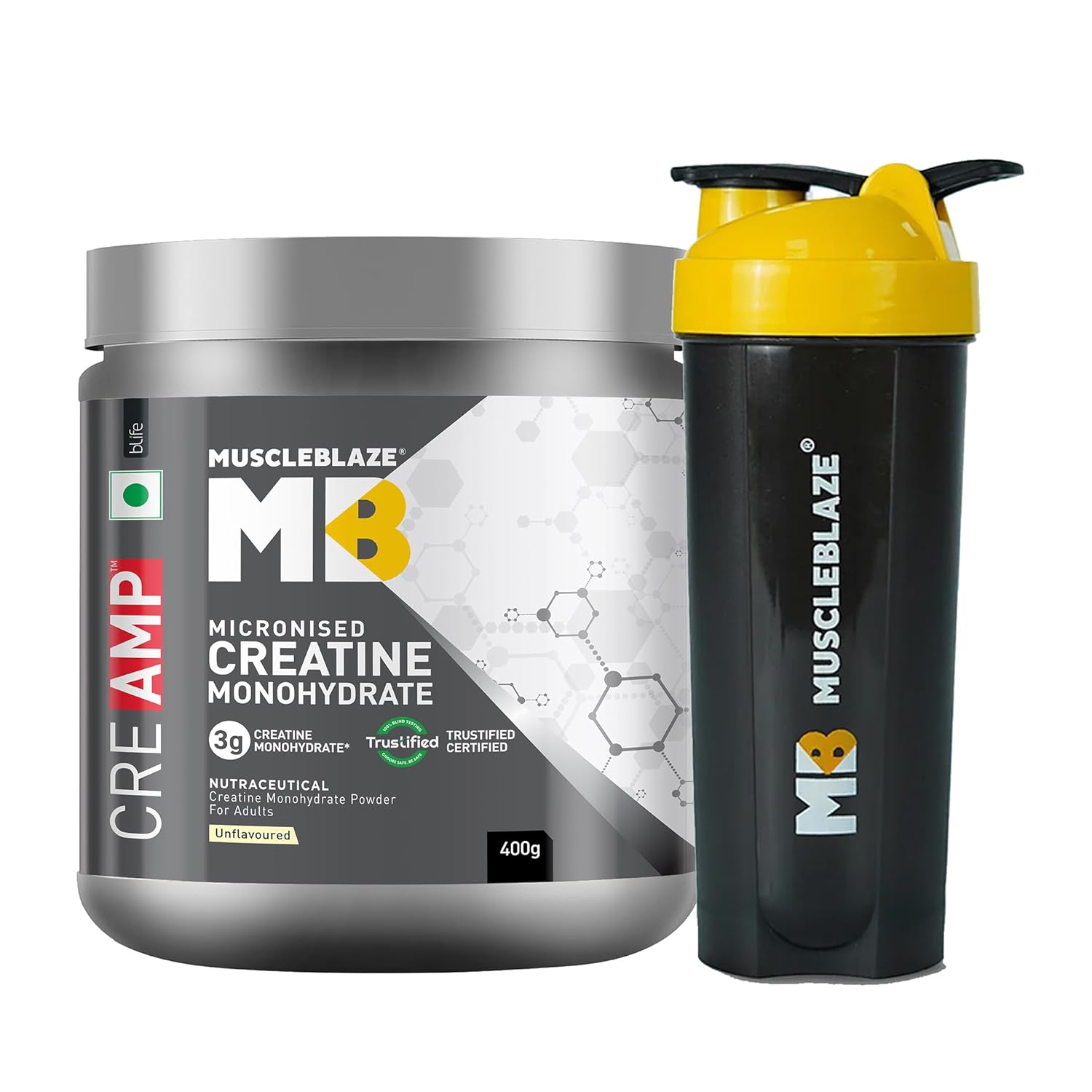 MuscleBlaze Micronised Creatine Monohydrate CreAMP Capsules 100g – Amino Acid