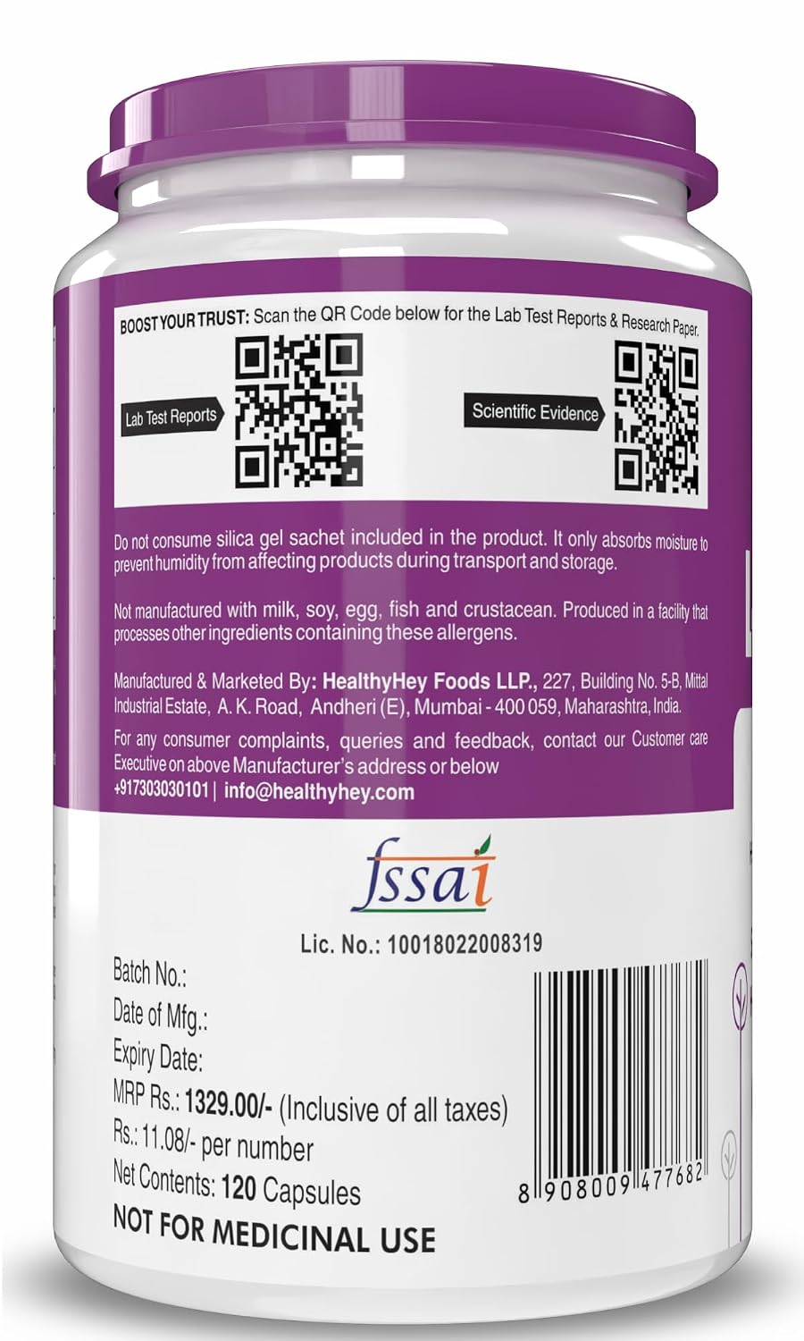 HealthyHey L-Taurine Capsules 120 – Amino Acid
