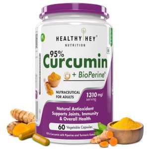 HealthyHey Nutrition Curcumin with Bioperine Capsules – Curcuma longa