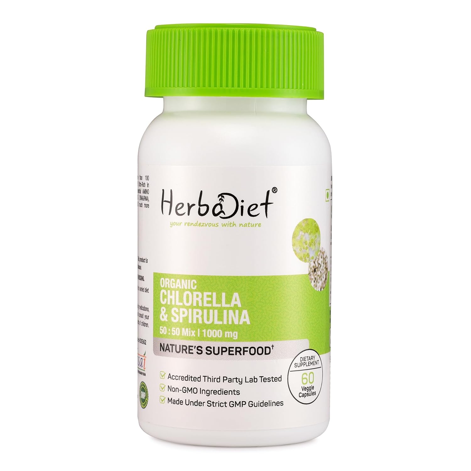 Herbadiet Organic Spirulina & Chlorella 50/ Tablets 50 – Ayurvedic Herb