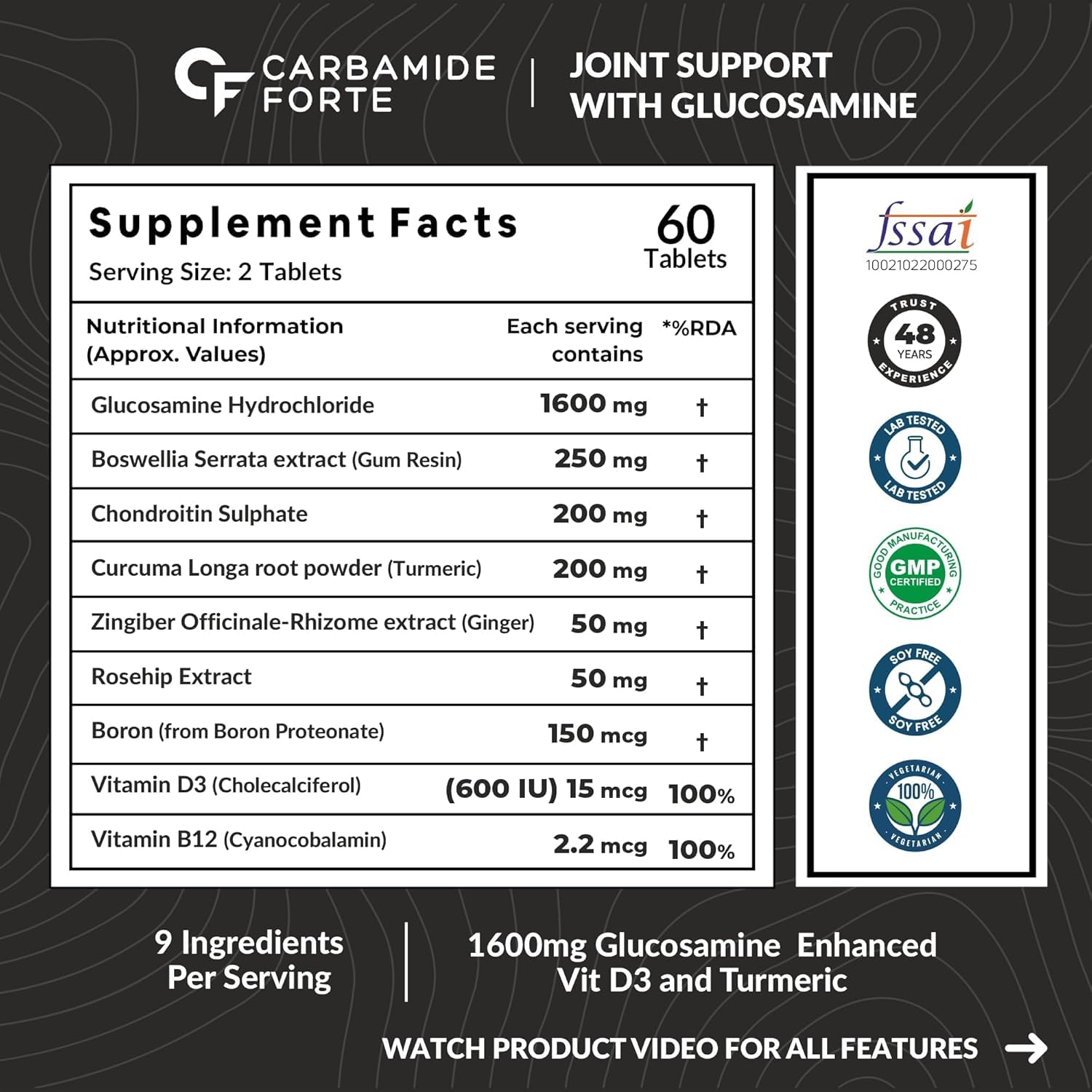 Carbamide Forte Joint Support with Glucosamine Tablets – Ayurvedic Herb