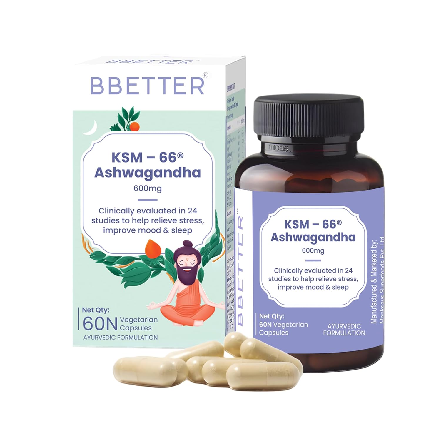 BBetter Ashwagandha KSM-66 Capsules 120 – Withania somnifera