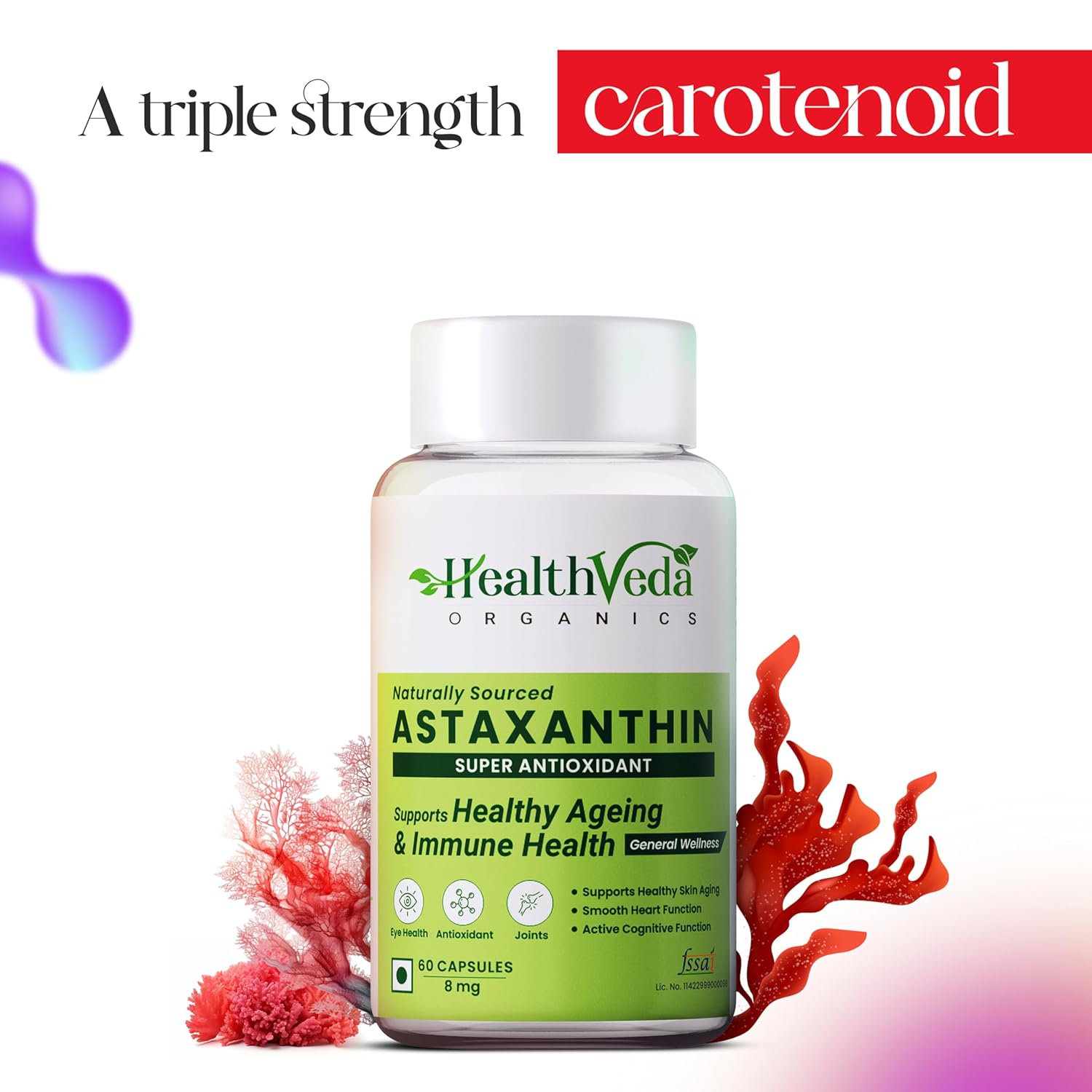 Health Veda Plant Astaxanthin 8mg Capsules 60 – Ayurvedic Herb
