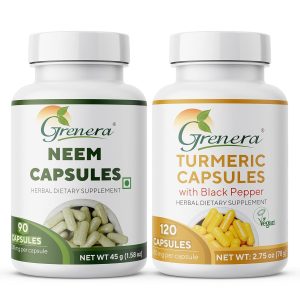 Grenera Neem & Turmeric Capsules Combo Capsules – Azadirachta indica