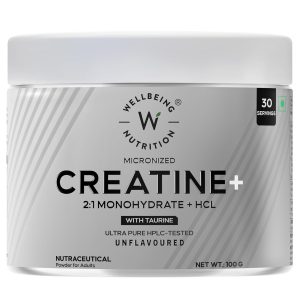 Wellbeing Nutrition Creatine Monohydrate + HCL + Taurine Powder – Amino Acid