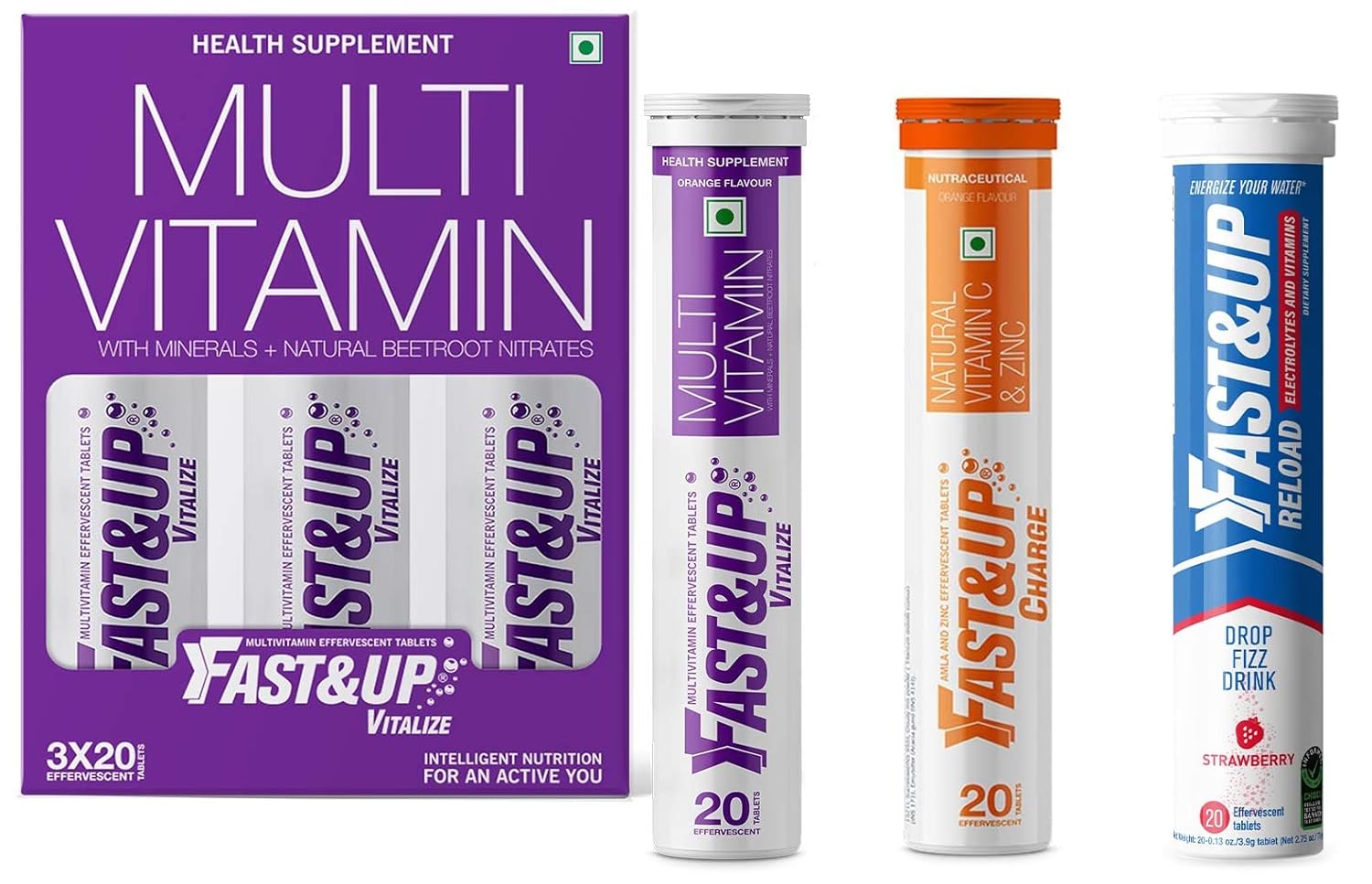 Fast&Up Vitalize Multivitamin 60 Effervescent Tablets – Vitamin Supplement