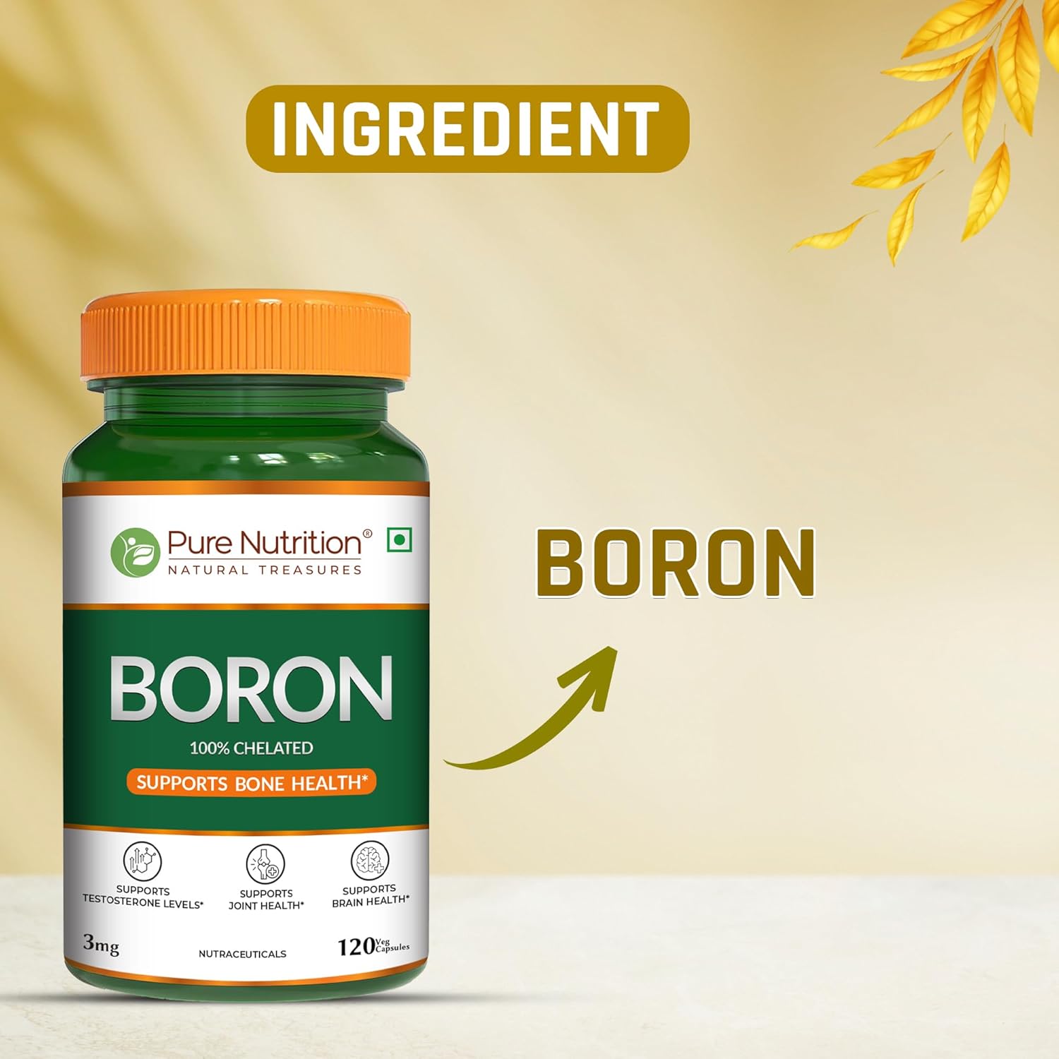 Pure Nutrition Boron 3mg 120 Capsules – Vegetarian Trace Mineral