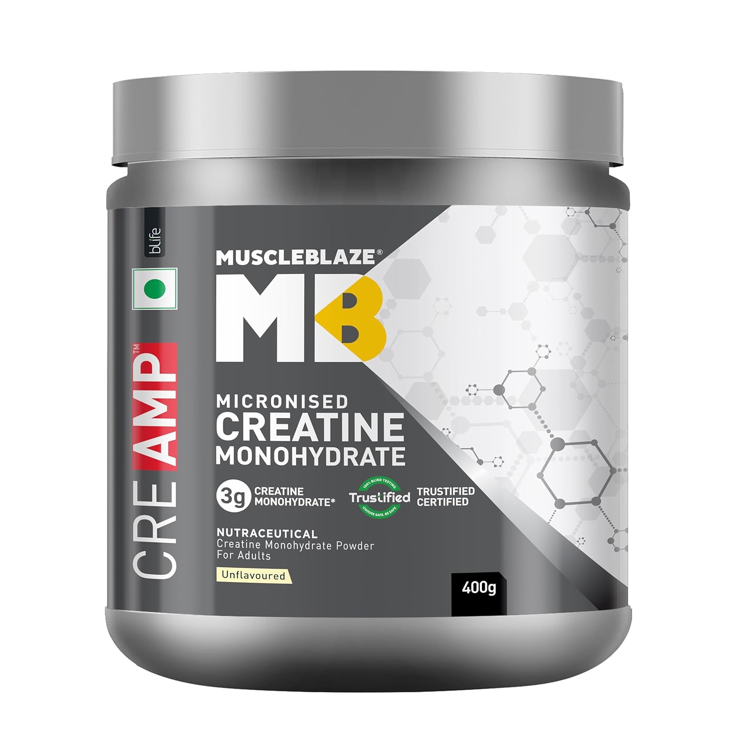 MuscleBlaze Micronised Creatine Monohydrate CreAMP Capsules 100g – Amino Acid
