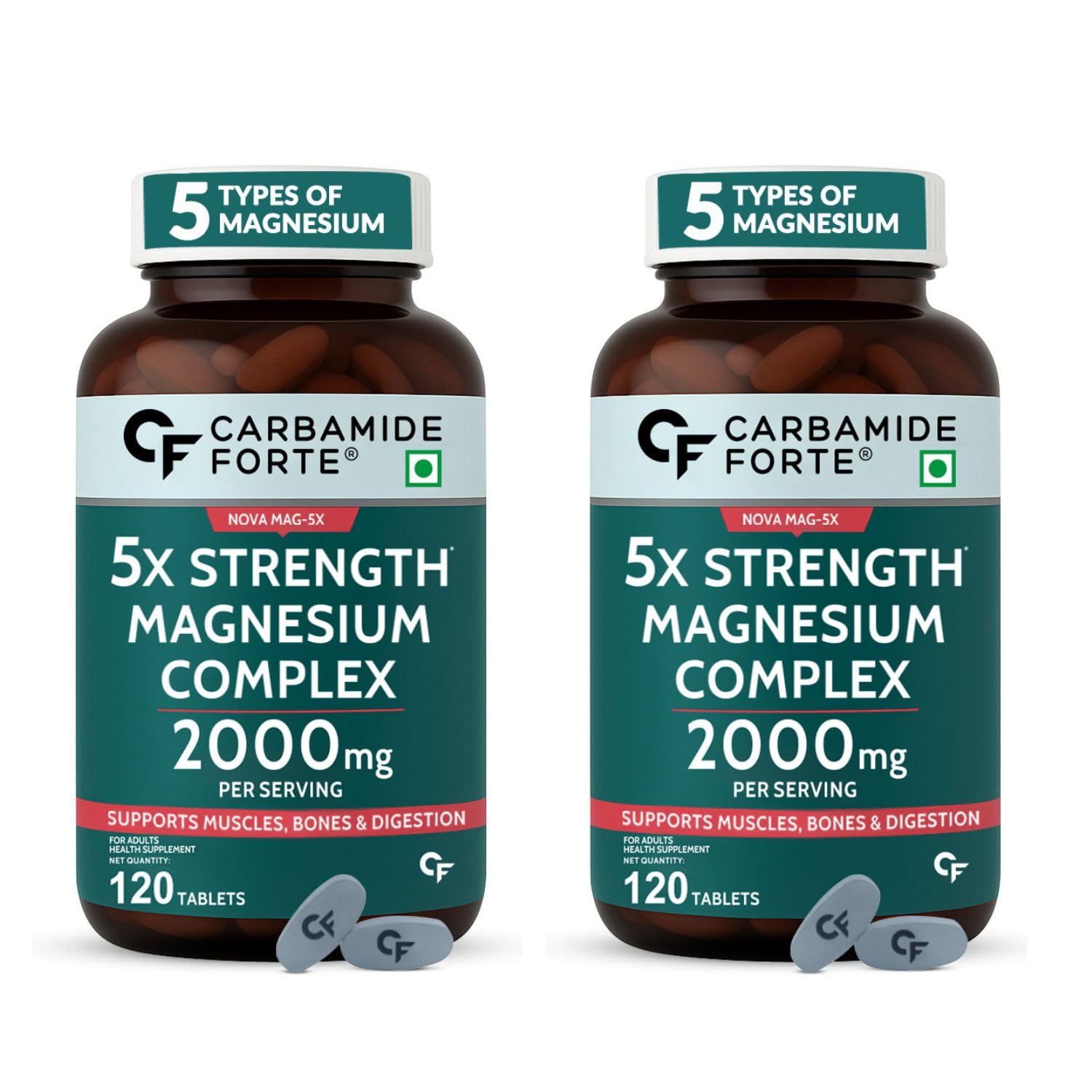 Carbamide Forte Magnesium Glycinate + Citrate 5X 2000mg Tablets – Vegetarian Mineral