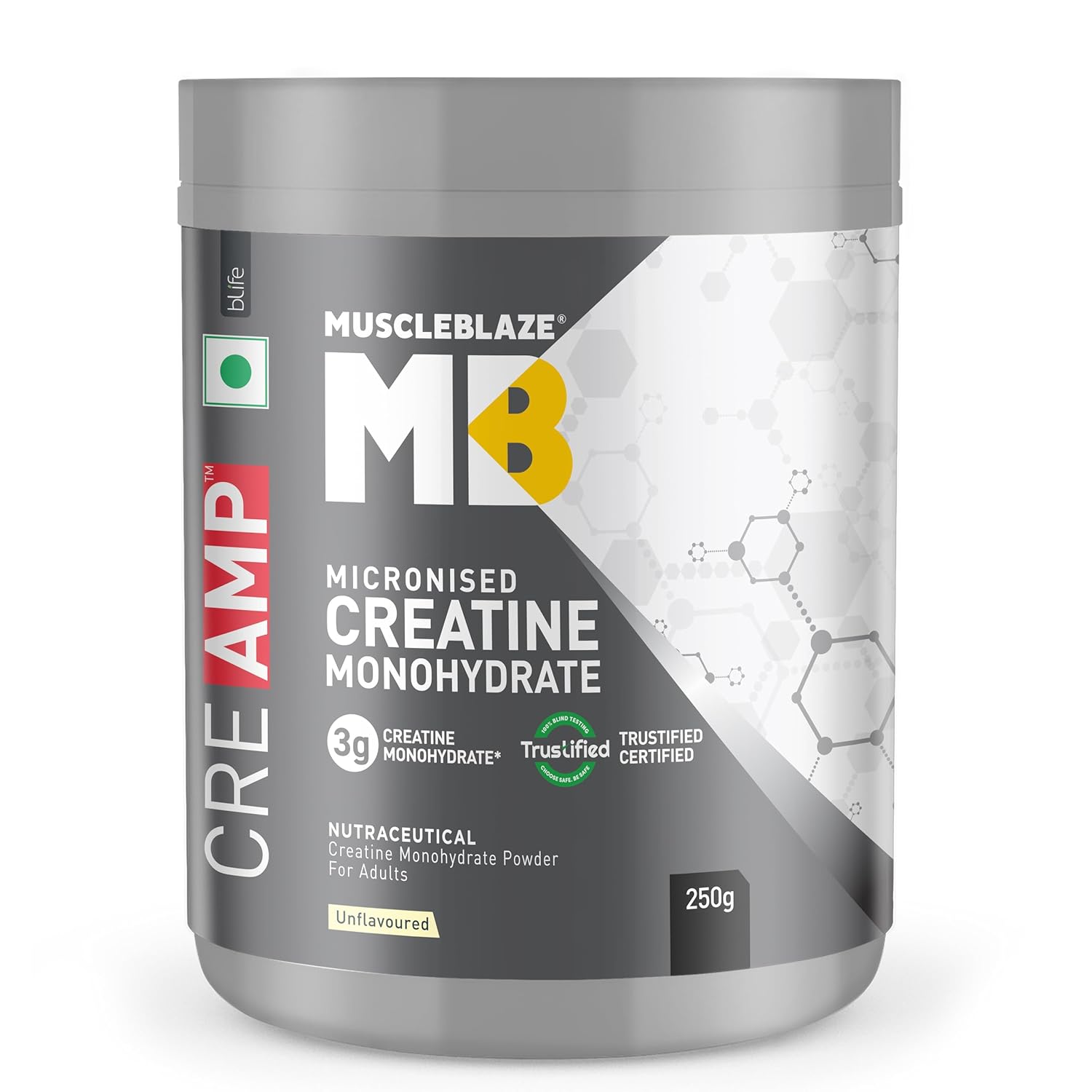 MuscleBlaze Micronised Creatine Monohydrate CreAMP Capsules 100g – Amino Acid