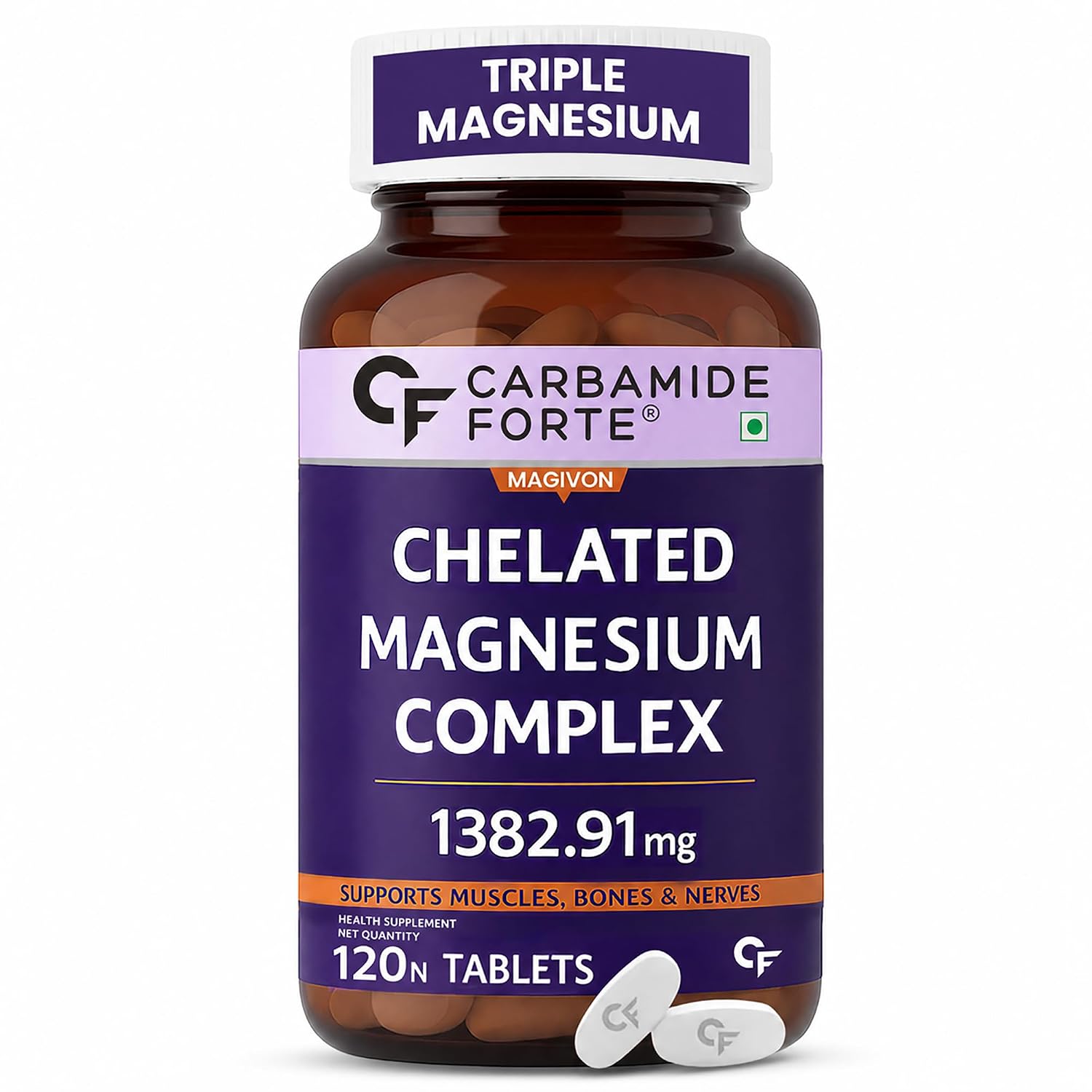 Carbamide Forte Magnesium Glycinate 120 Veg 2000mg Tablets – Vegetarian Mineral