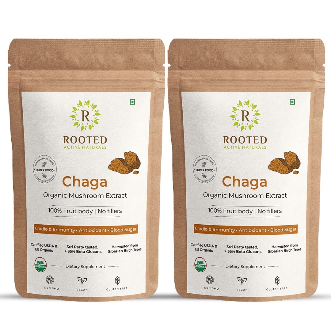 Rooted Actives Siberian Chaga Mushroom Capsules – Inonotus obliquus