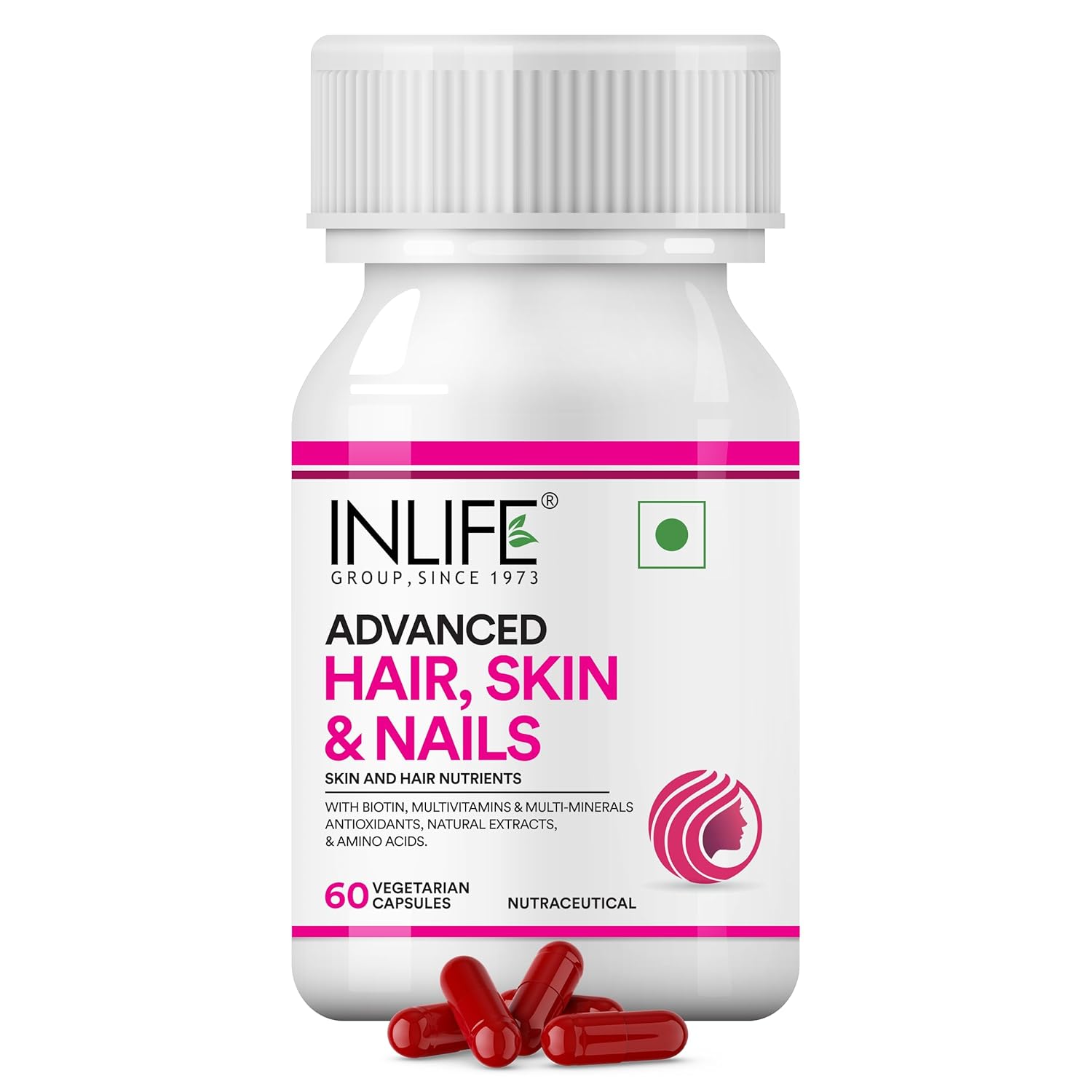 INLIFE Advanced Hair, Skin & Nails with Biotin Tablets – Ayurvedic Herb