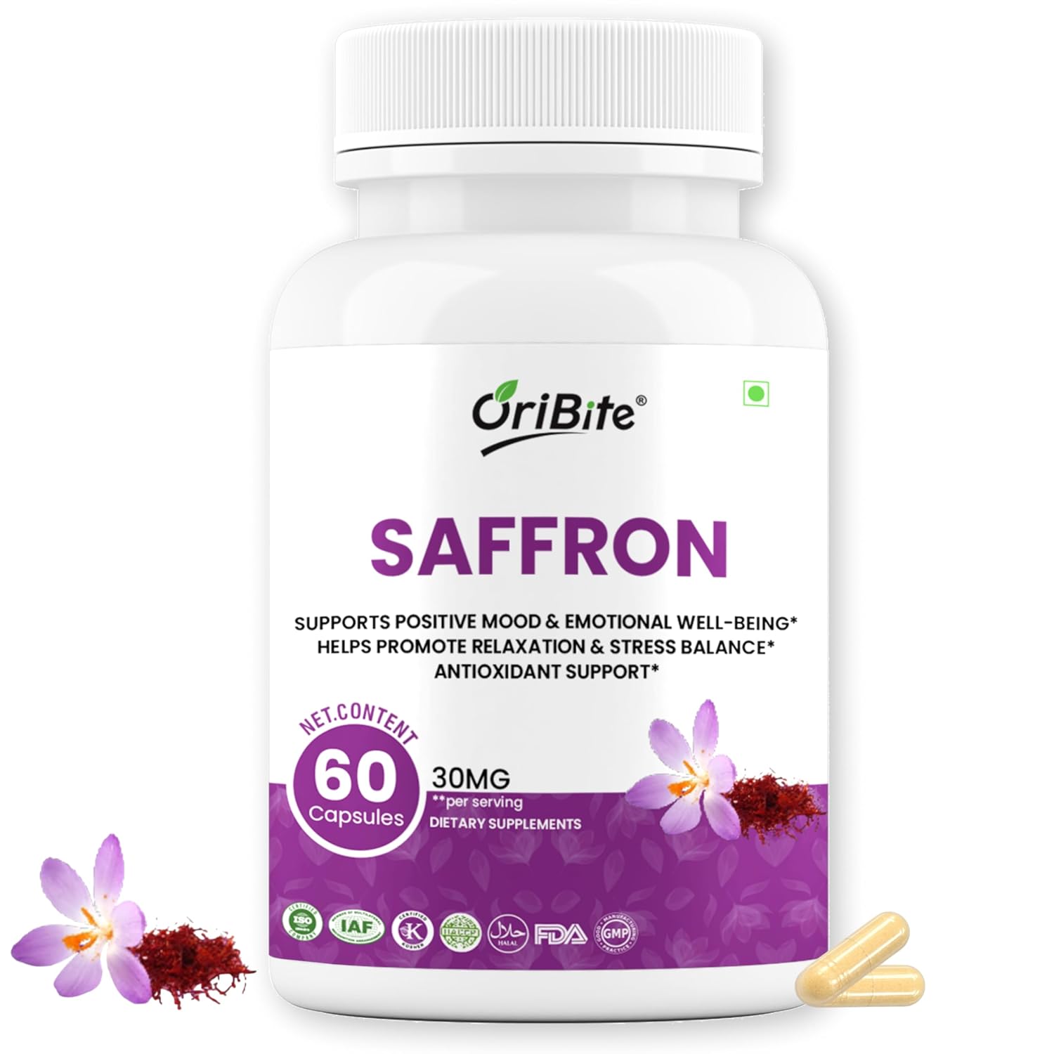 OriBite Saffron Capsules 60 – Crocus sativus