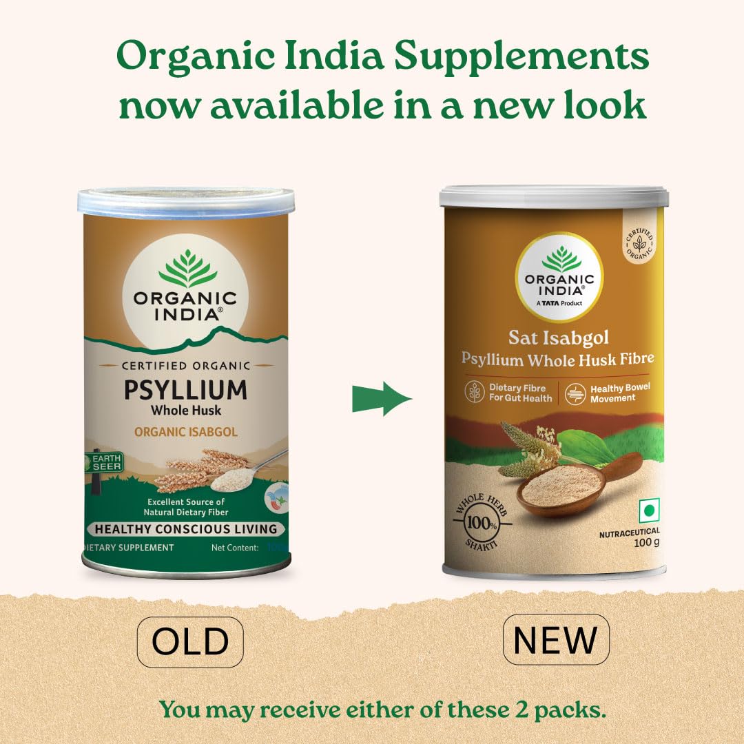 Organic India Sat Isabgol Psyllium Husk Capsules 100g – Plantago ovata