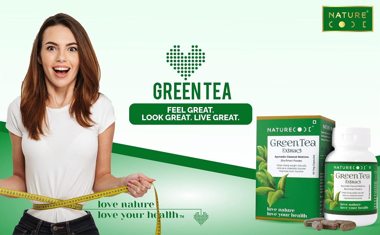 Nature Code Green Tea Extract 60 Veg 400mg Capsules 60 – Camellia sinensis