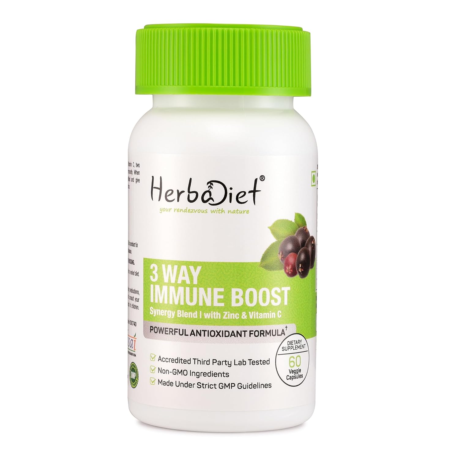 Herbadiet Elderberry with Vitamin C & Zinc Capsules – Sambucus nigra