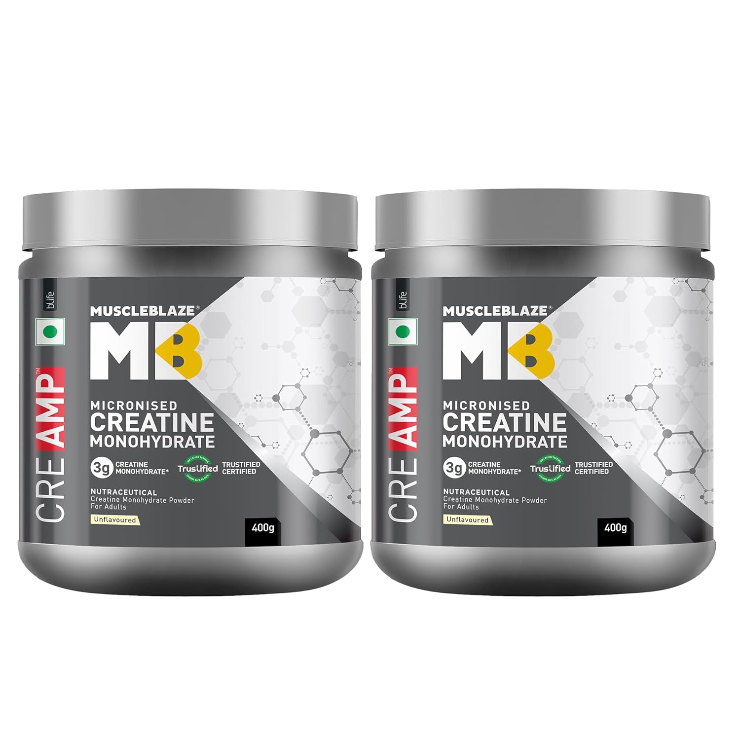 MuscleBlaze Micronised Creatine Monohydrate CreAMP Capsules 100g – Amino Acid