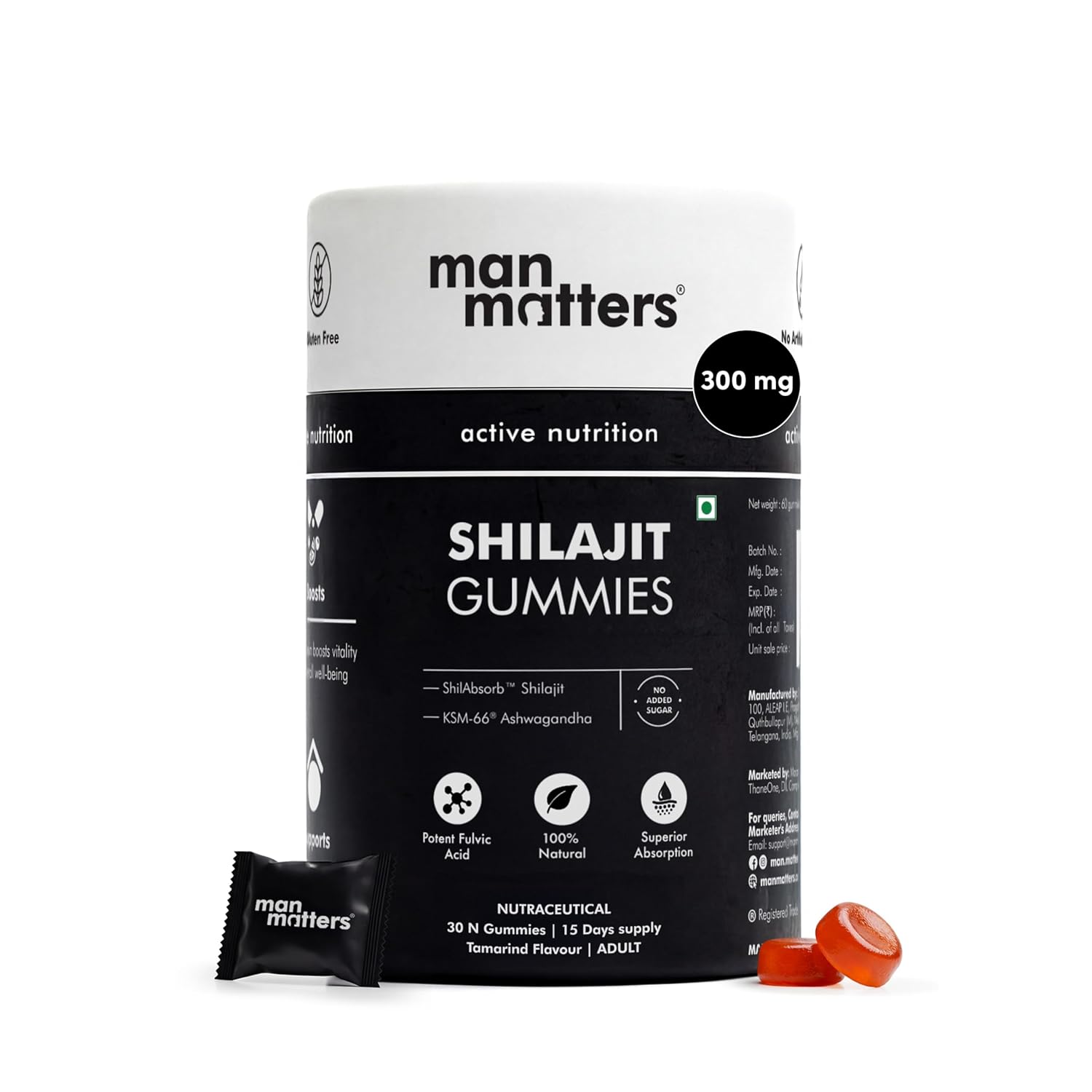 Man Matters Pure Himalayan Shilajit Gummies with Ashwagandha Gummies – Withania somnifera