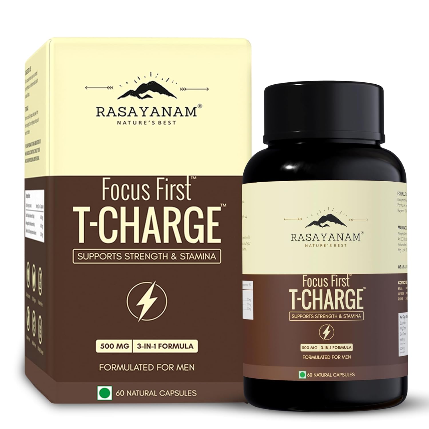 Rasayanam T-Charge with Shilajit, Ashwagandha & Safed Musli Capsules – Withania somnifera