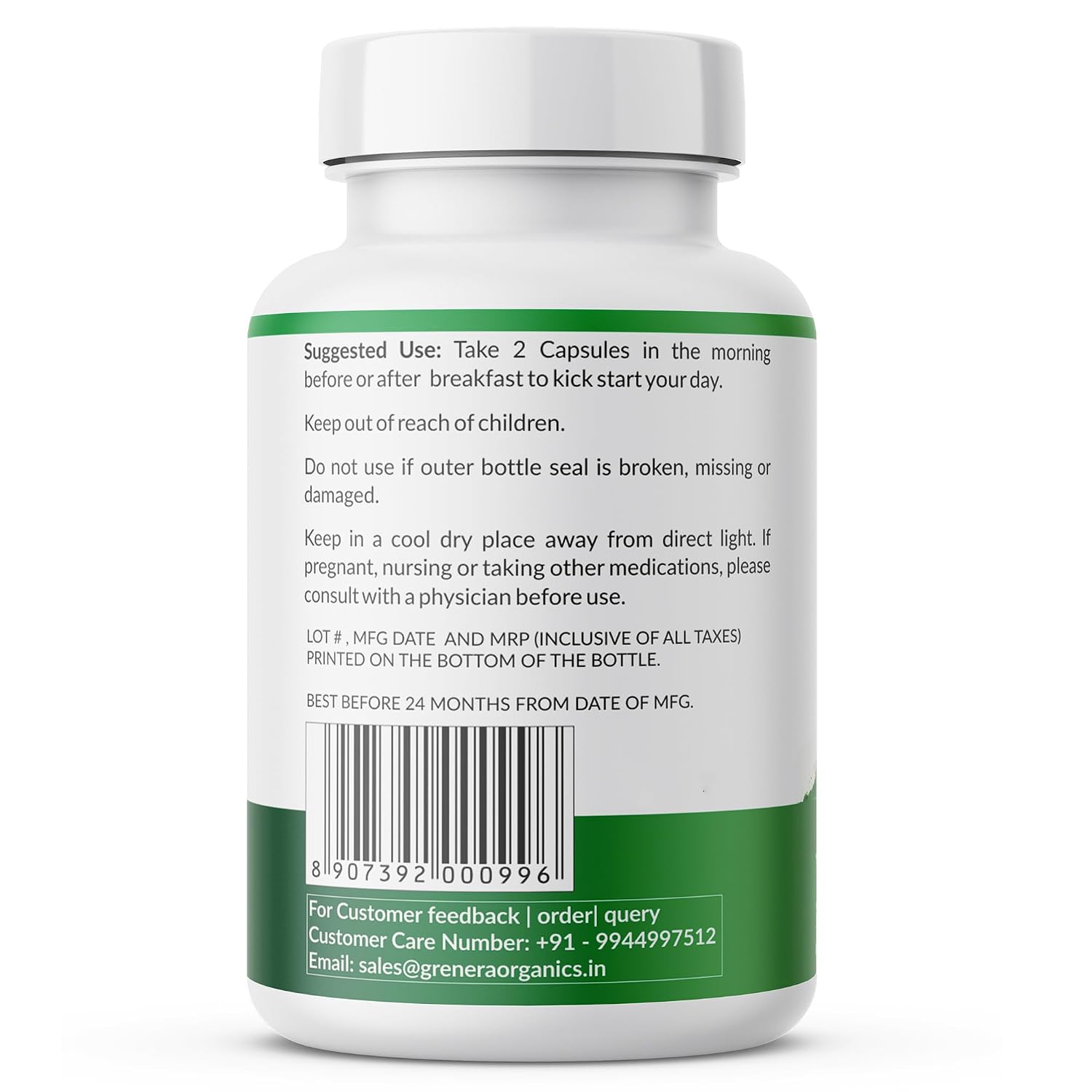 Grenera Spirulina 1000mg Capsules 90 – Arthrospira platensis