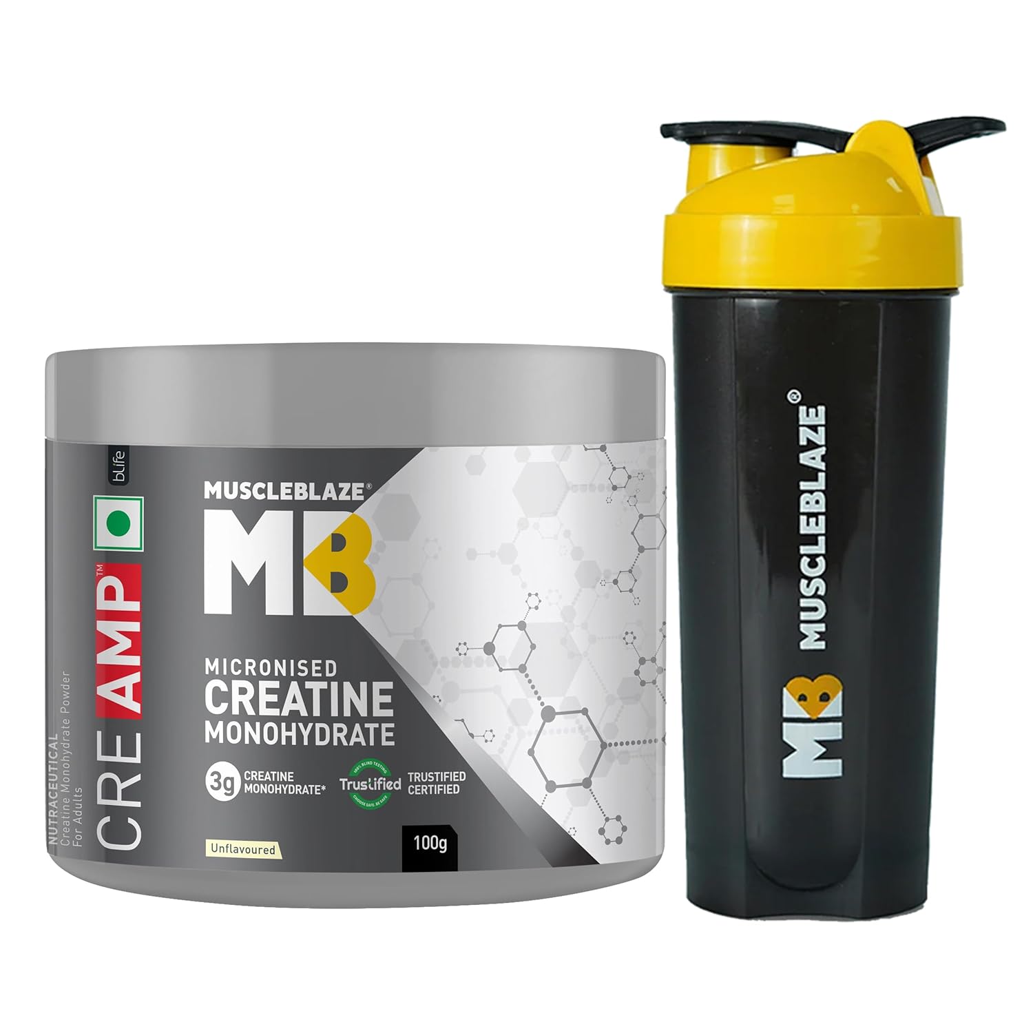 MuscleBlaze Micronised Creatine Monohydrate CreAMP Capsules 100g – Amino Acid