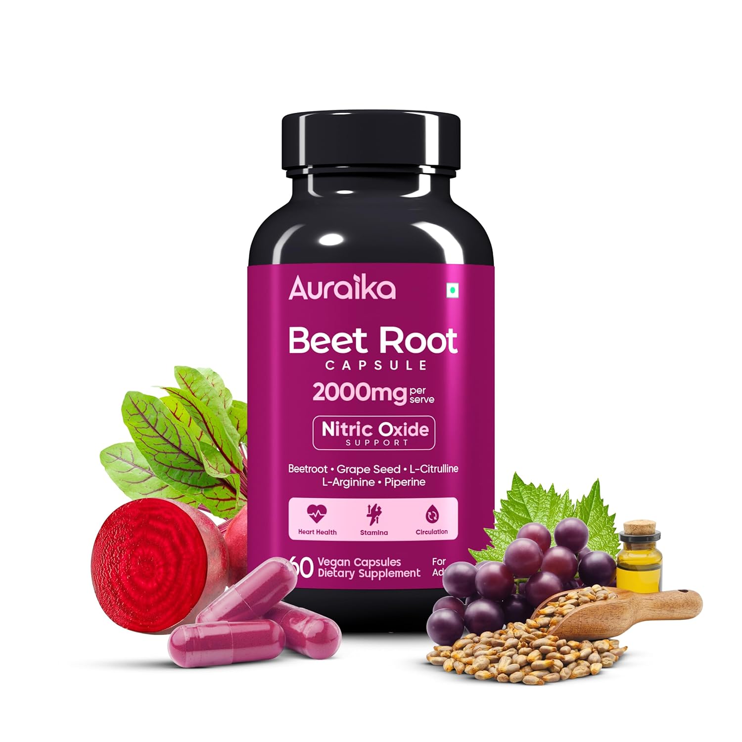 Auraika Beetroot 6-in-1 2000mg Capsules 60 – Beta vulgaris