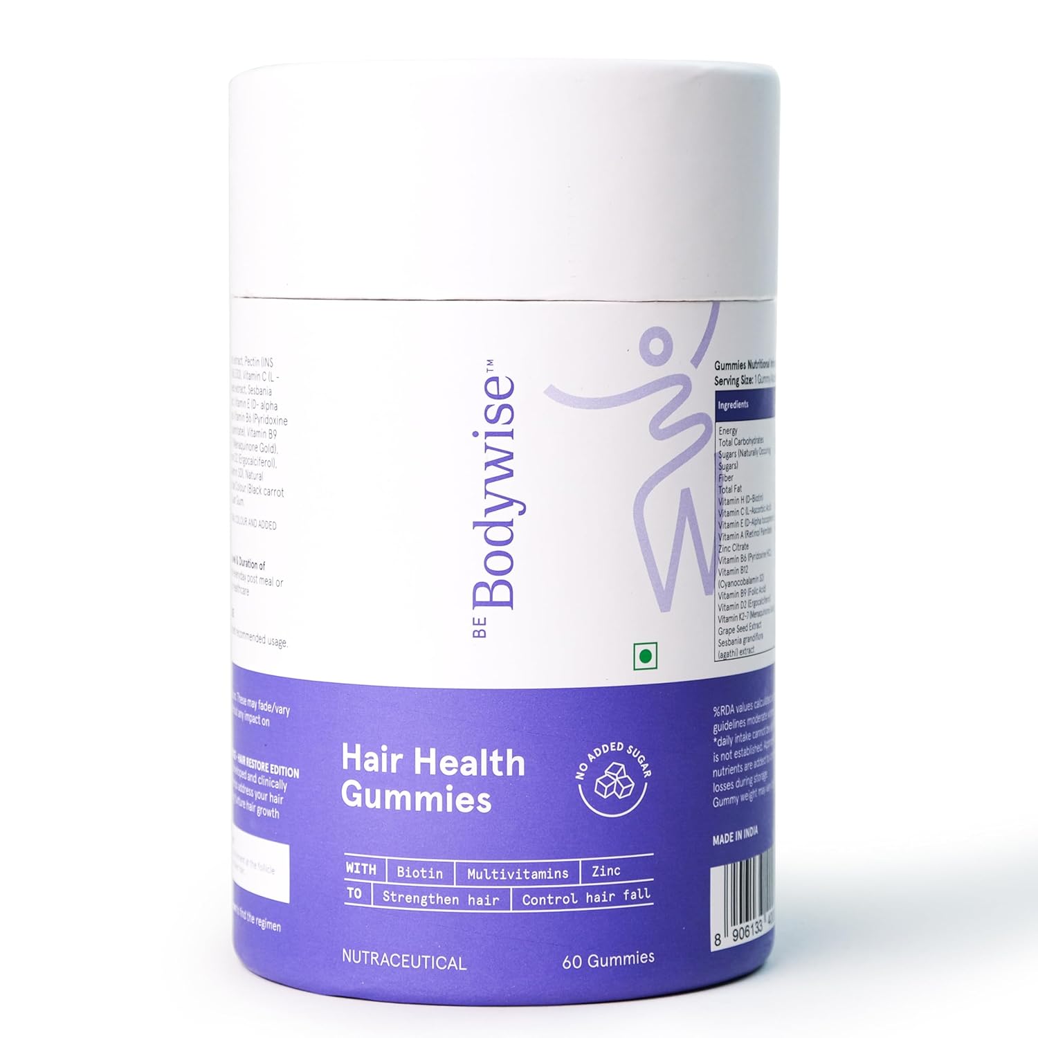 Be Bodywise Biotin Hair Gummies with Zinc & Folic Acid Gummies – Vegetarian Mineral