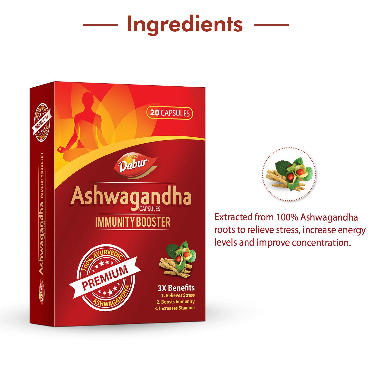 Dabur Ashwagandha Capsules 20 – Withania somnifera