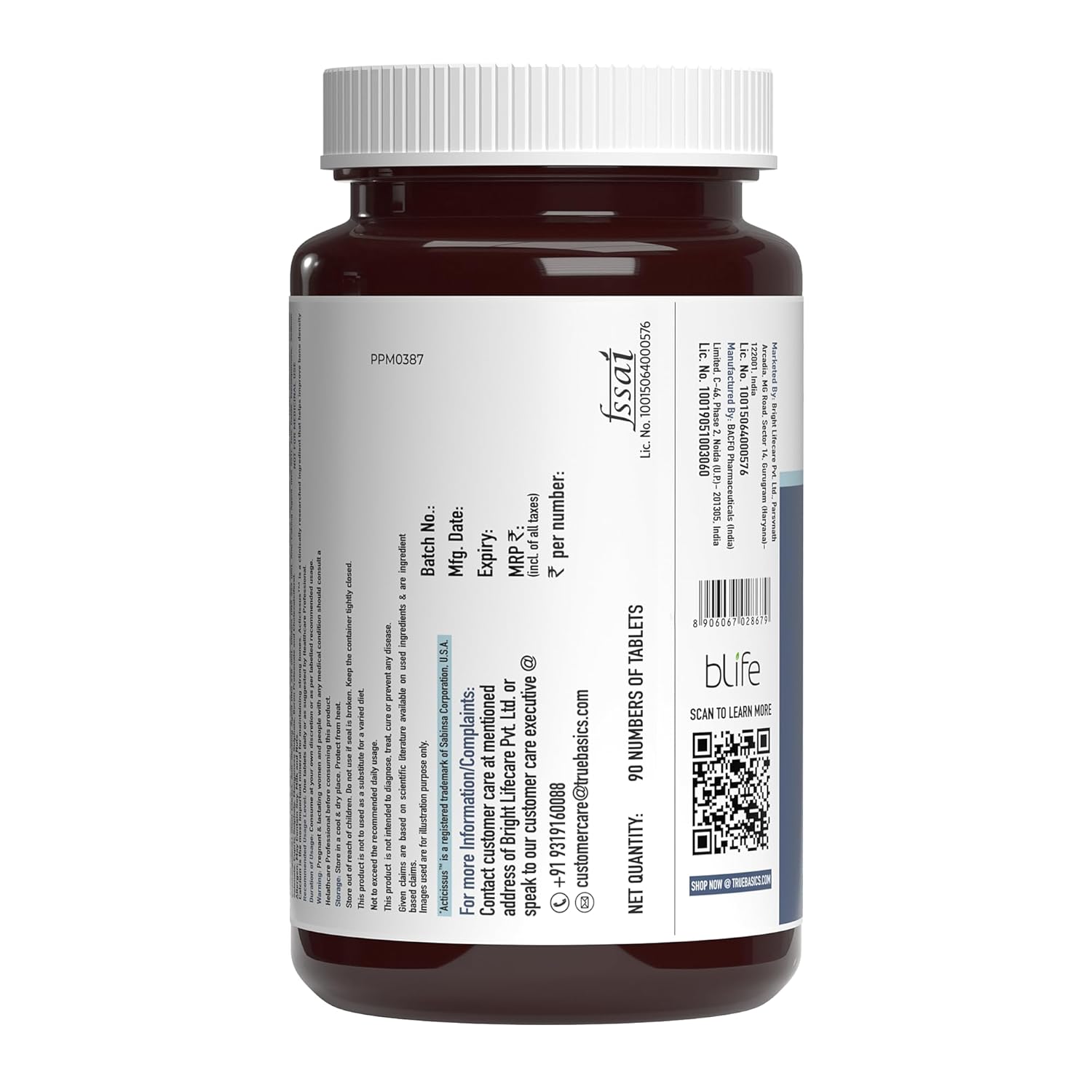 TrueBasics Calcium + Vitamin D3 & K2-MK7 Tablets 90 – Vitamin Supplement