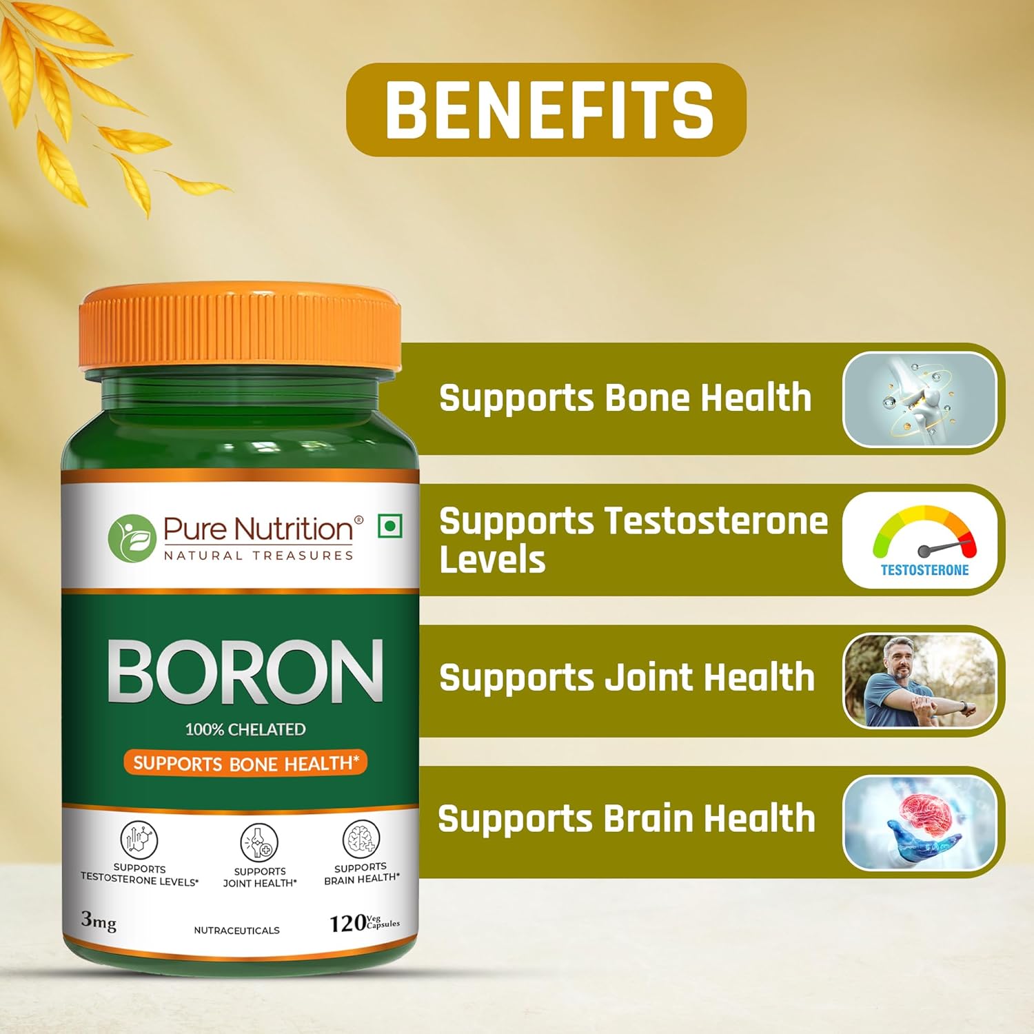 Pure Nutrition Boron 3mg 120 Capsules – Vegetarian Trace Mineral