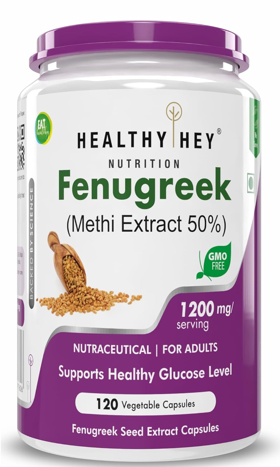 HealthyHey Nutrition Fenugreek Seed Extract Capsules 120 – Trigonella foenum