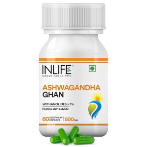 INLIFE Ashwagandha Extract 60 Veg 500mg Capsules 60 – Withania somnifera