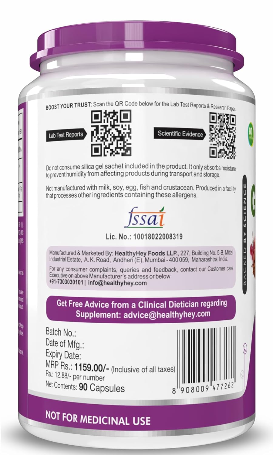 HealthyHey Grape Seed Extract 95% Capsules – Vitis vinifera seed