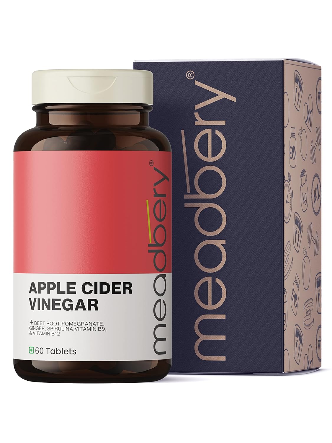 Meadbery Apple Cider Vinegar Tablets with Pomegranate 500mg Tablets 60 – Ayurvedic Herb