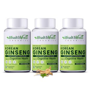 Health Veda Korean Red Ginseng 1000mg Capsules 60 – Panax ginseng