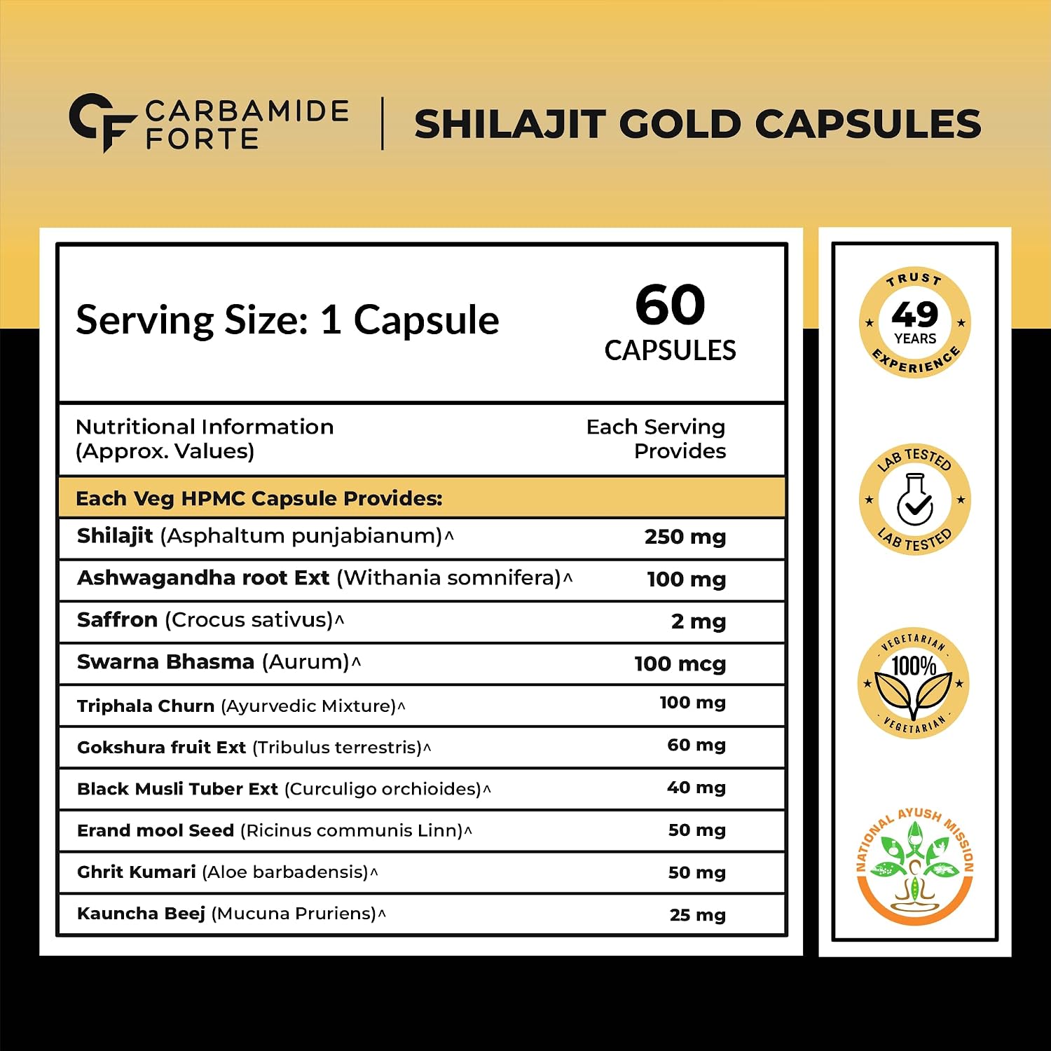 Carbamide Forte Shilajit Gold Capsules 60 – Ayurvedic Herb