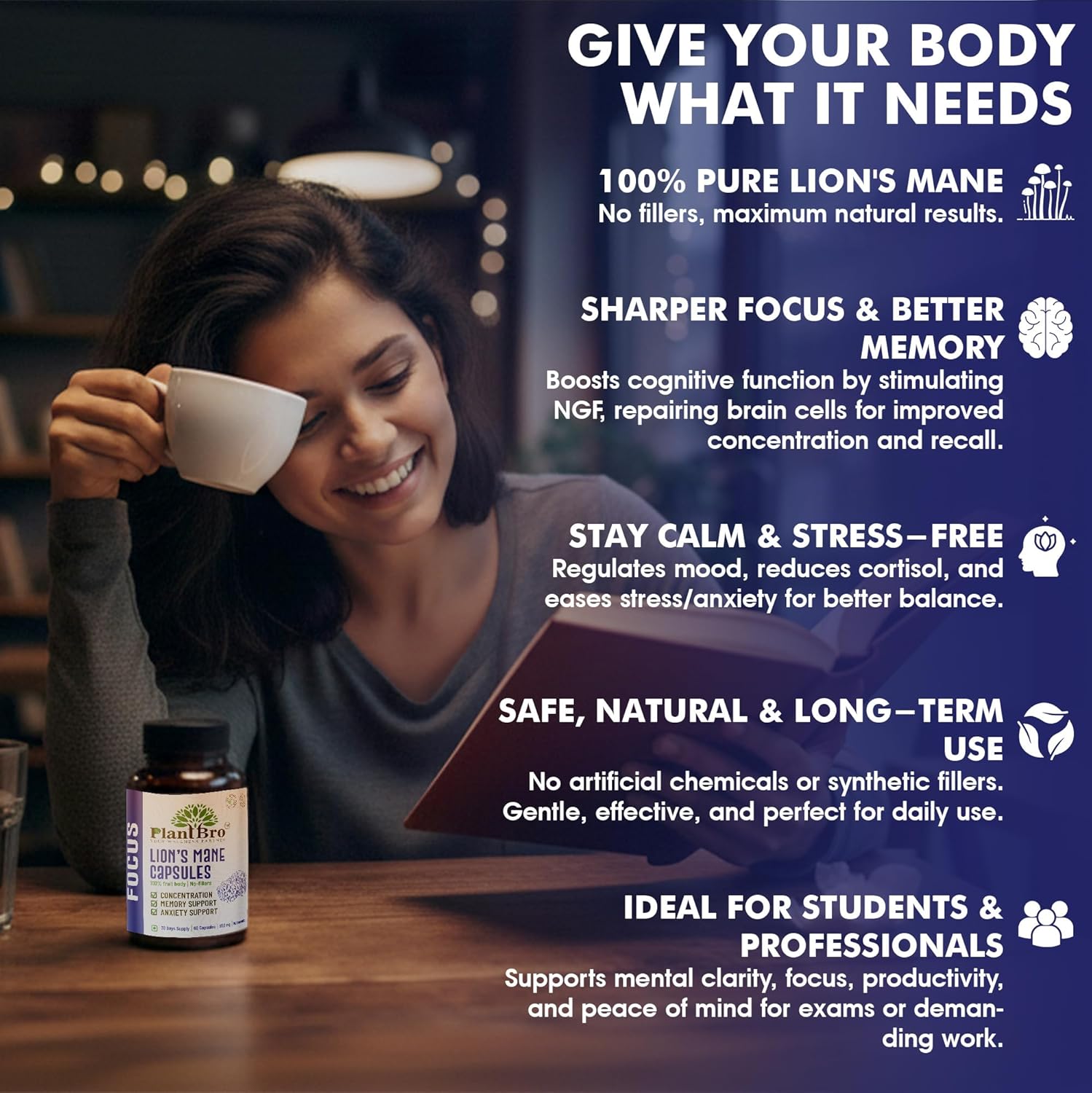 Lion’s Mane Mushroom Extract 10:1 Capsules 60 – Hericium erinaceus