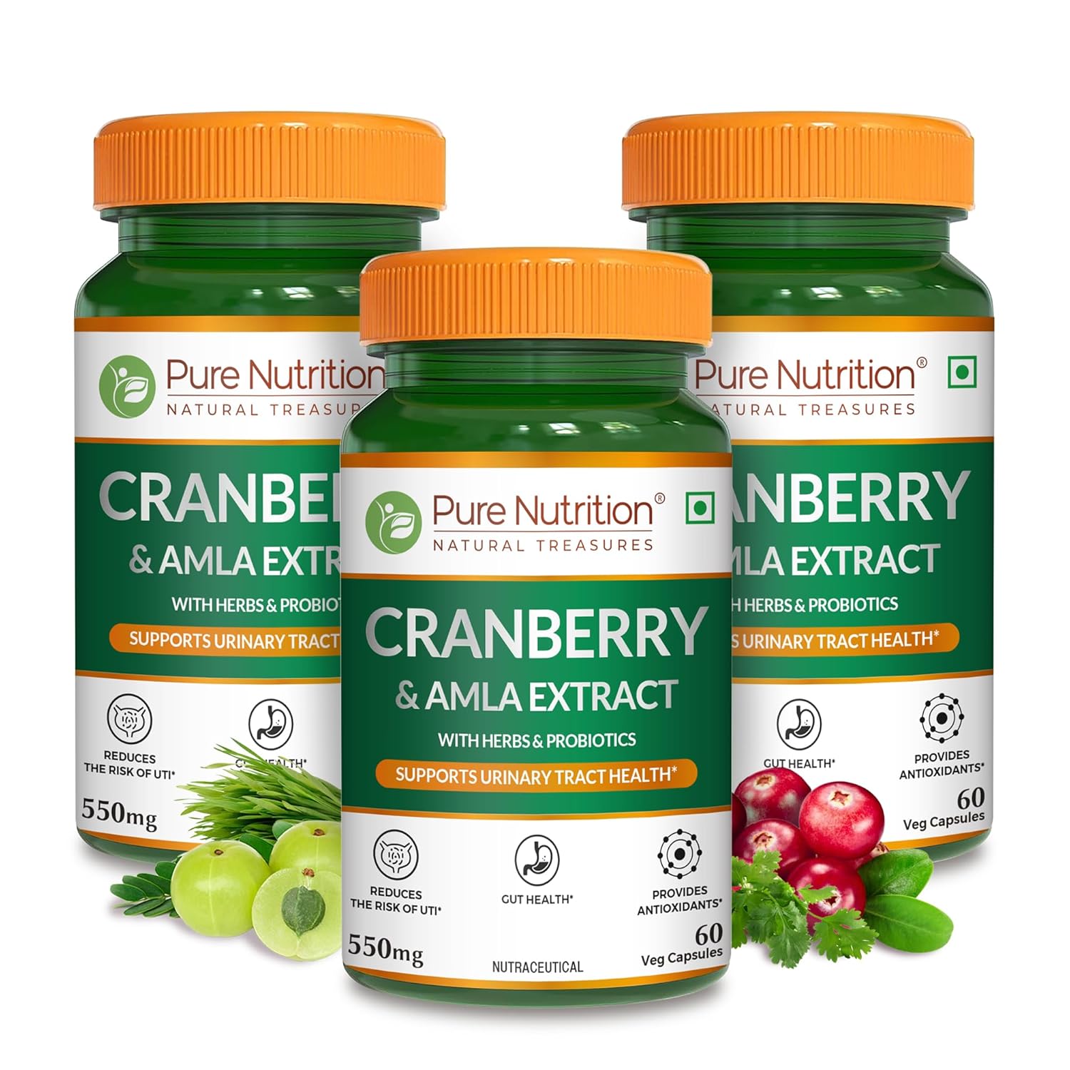 Pure Nutrition Cranberry & Amla with Probiotics Capsules 180 – Emblica officinalis