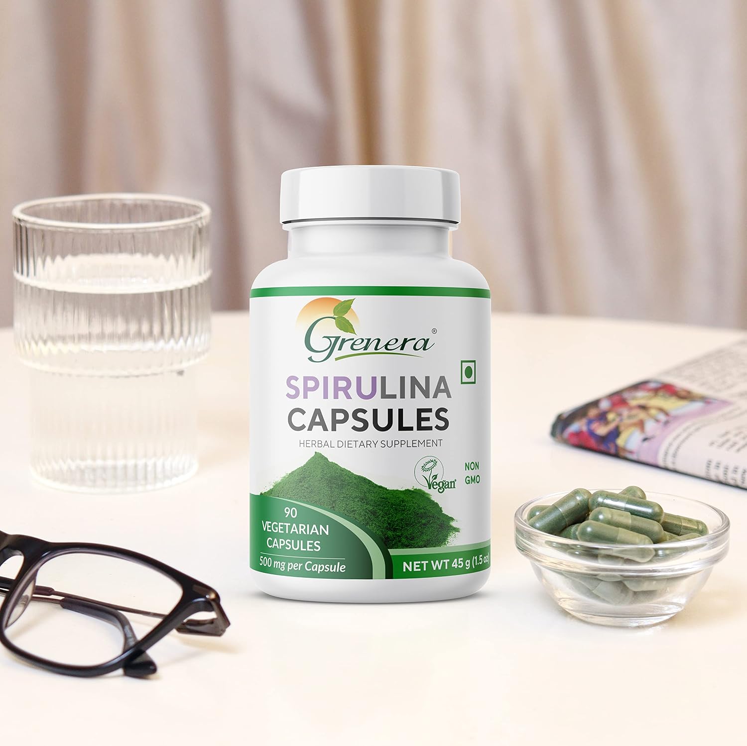 Grenera Spirulina 1000mg Capsules 90 – Arthrospira platensis