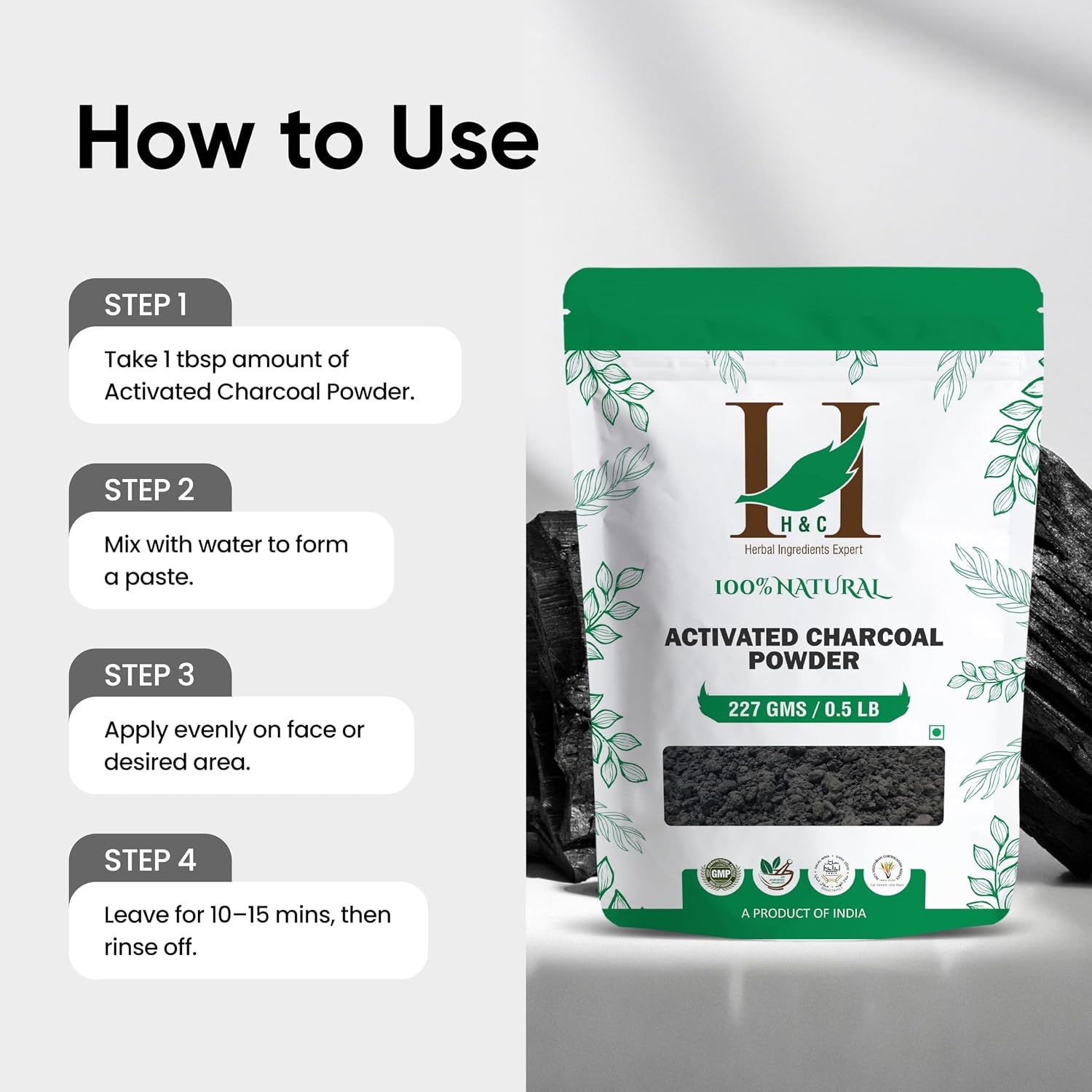 HandC Herbal Activated Charcoal Powder 227g – Natural Skincare