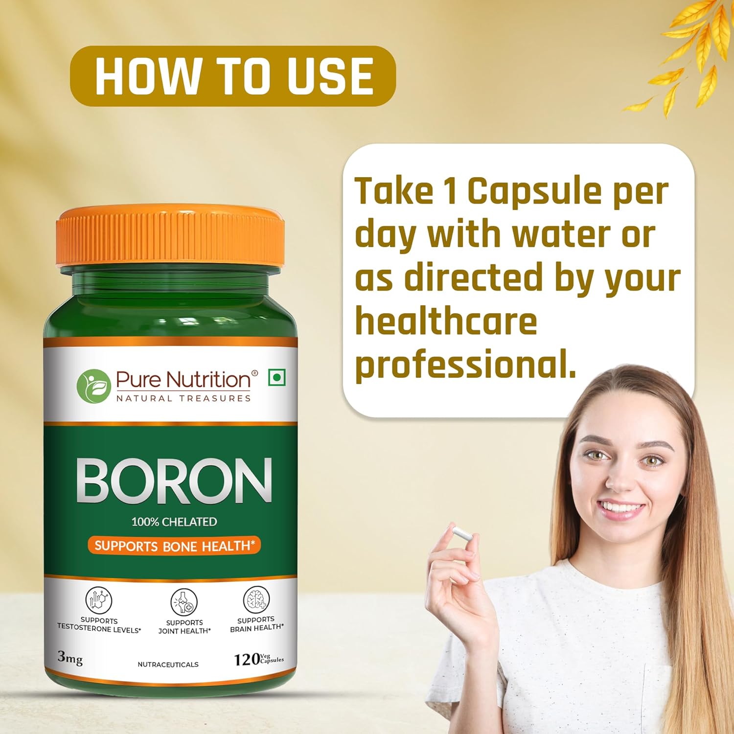 Pure Nutrition Boron 3mg 120 Capsules – Vegetarian Trace Mineral