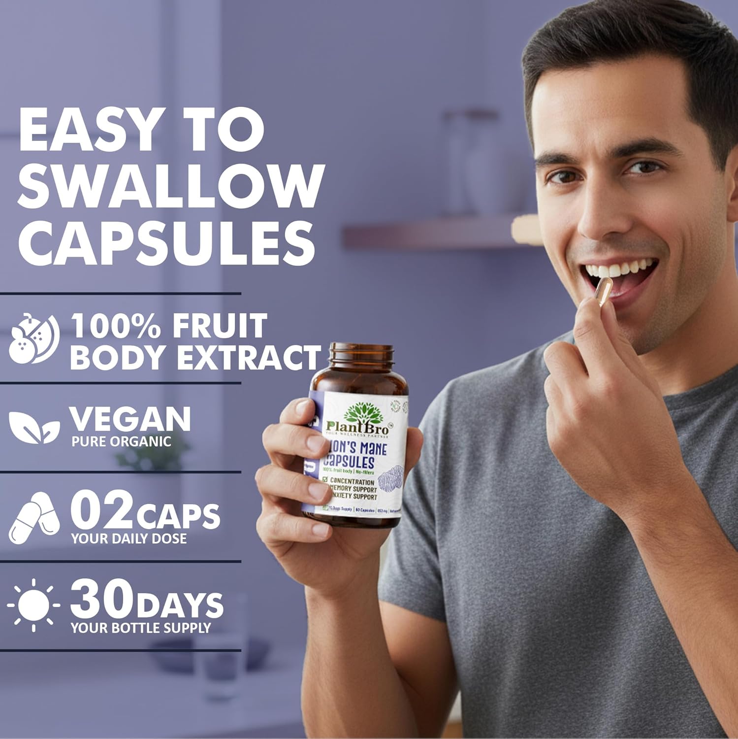 Lion’s Mane Mushroom Extract 10:1 Capsules 60 – Hericium erinaceus