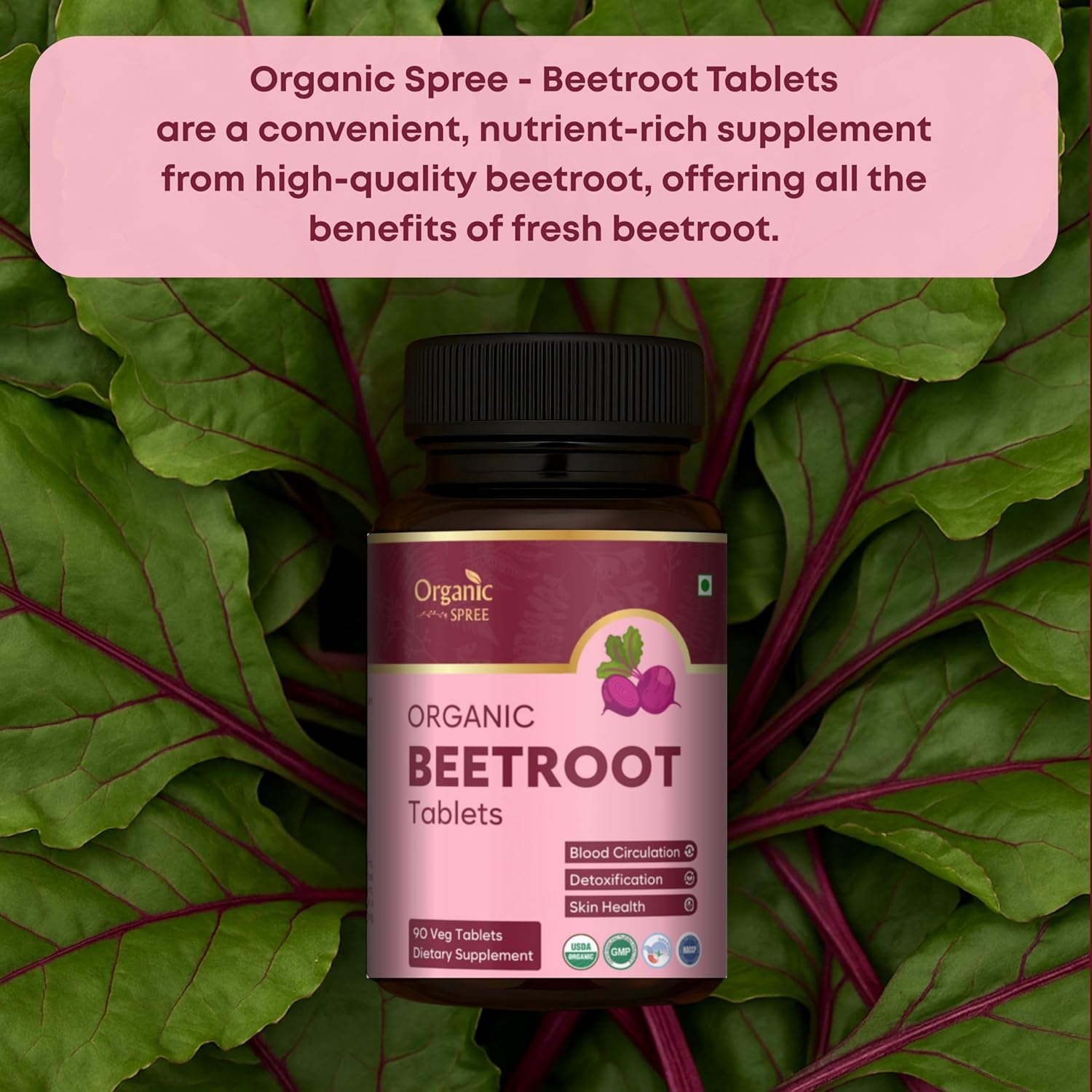 Organic Spree Organic Beetroot Tablets 90 – Beta vulgaris